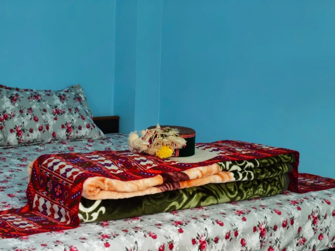 Bedroom interior at The Homgarang Abode homestay in Kinnaur